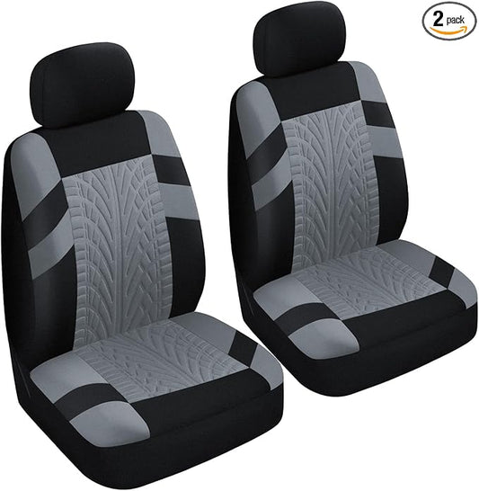 2PCS Car Front Seat Cover with 2 Headrest Covers, Breathable Waterproof Seat Covers for Front Seats, Universal Seats Cover Protector Car Accessories for Most Vehicles (Gray)