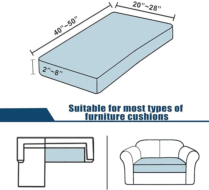 100% Waterproof Couch Cushion Covers, Stretch Sofa Seat Covers, Reversible Sofa Protector for Pets, Washable (Loveseat Cushion, Light Grey)