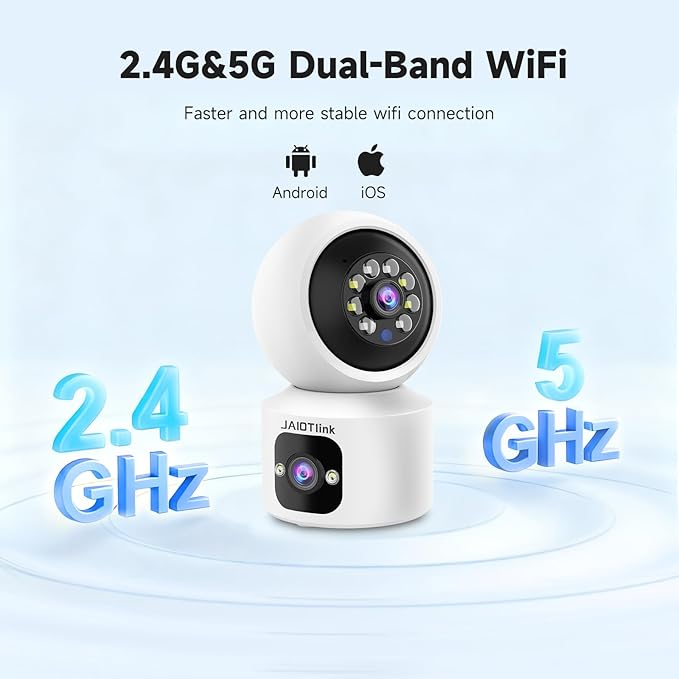 JAIOTlink Indoor Pet Security Camera for Dog Cat, 360° Pan Tilt Baby Monitor, 2.5k Dual-Lens WiFi Camera with Phone App, 2.4G/5G WiFi, AI Human & Pet Detection,Compatible with Alexa