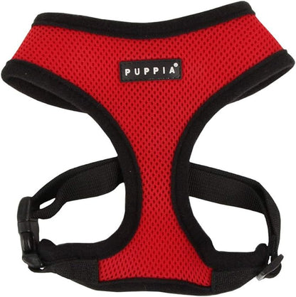 Puppia Soft Dog Harness No Choke Over-The-Head Triple Layered Breathable Mesh Adjustable Chest Belt and Quick-Release Buckle, Red, XX-Large