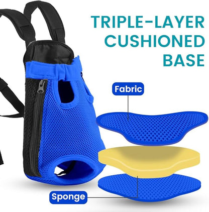 Dog Backpack Carrier, Adjustable Pet Front Carriers, Legs Out Carrying Sling Travel Bag for Small Medium Dogs 4-7 Lbs, Soft Wearable Puppy Chest Carry Backpacks for Walking/Hiking/Camping/Traveling