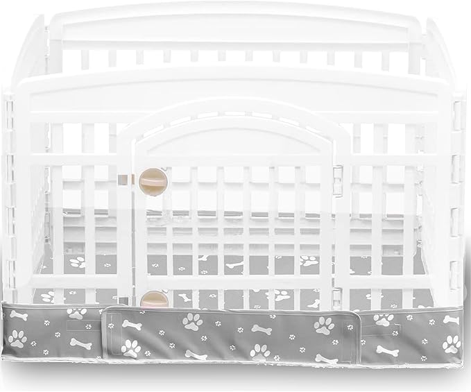 Dog Playpen Bottom Pad Fits for 36 Inch 4 Panels Exercise Pet Playpen, Dog Crate Pad Puppy Playpen Pad, Hoop and Loop Design (Note: Playpen Not Included). -Gray