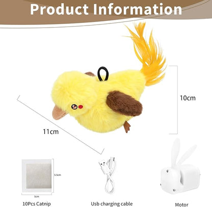 Cat Toys Flapping Birds with Catnip Bags, Rechargeable Chirping Interactive Cat Toy Kicker, Lifelike Birdie Tweets, Indoor Enrichment Moving Wings Cat Exercise Toys for All Breeds Kitten Dog(Oriole)