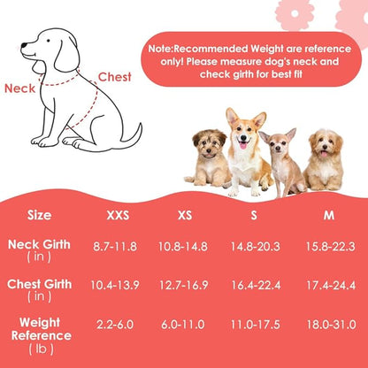 SlowTon No Pull Dog Harness with Leash - Soft Lightweight Floral Pattern Puppy Harness, Adjustable Pet Harness for Small Medium Dogs (Pink Strawberry, XXS)