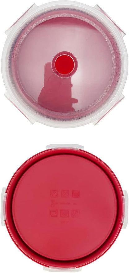 1200ml Large Camping Bowl with Foldable Spoon, Collapsible Bowl With Lid, Silicone Bento Box Container, For Travel Camping Meal Prep & Food Storage, Microwave Dishwasher Safe, Red