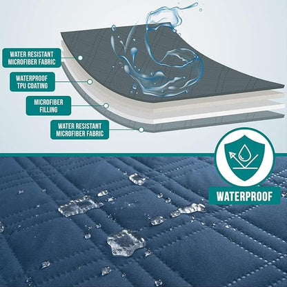 PetAmi Waterproof Couch Cover for Dogs, Reversible Furniture Cover Sofa Protector for Pet Cat Bed, Washable Blanket Dog Cover for Couch Seat, 52x82 Blue