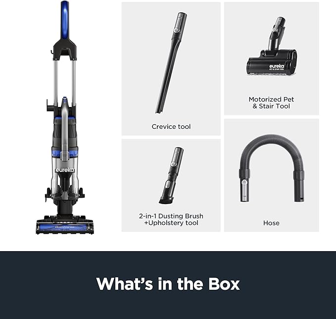 Eureka Pet Upright Vacuum Cleaner for Carpet and Hard Floor, Powerful Bagless Vacuum Cleaner for Home with HEPA Filter and Pet Tool, OmniVerse NEU801BL with QuickShift Technology, Blue