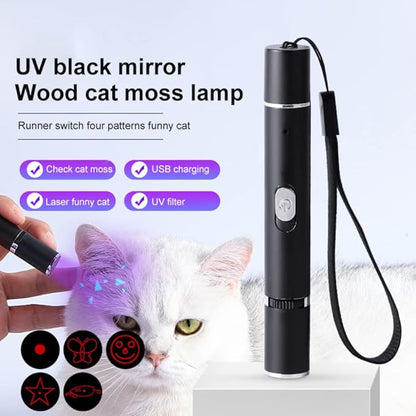 2 Pcs Cat Toys Laser Pointer Purple Light Interactive for Indoor Red Light for Dogs Pet Red Dot Remote Control Teaching USB Rechargeable Flashlight(2 Pcs Pack)