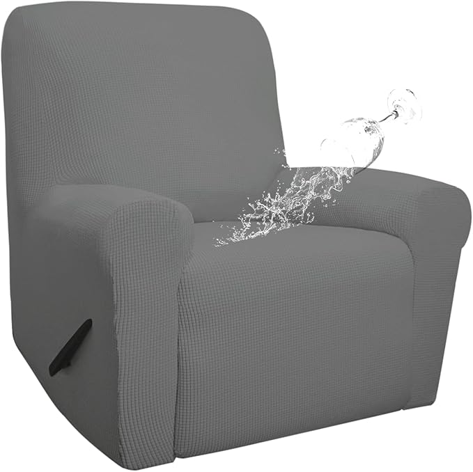 Easy-Going 100% Waterproof Recliner Cover, Dual Waterproof Couch Cover for Recliner, 1- Piece Jacquard Sofa Cover, Leakproof Sofa Slipcover for Kids, Pets, Dog and Cat (Recliner, Grey)