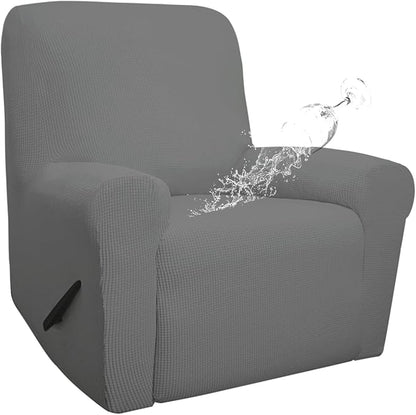 Easy-Going 100% Waterproof Recliner Cover, Dual Waterproof Couch Cover for Recliner, 1- Piece Jacquard Sofa Cover, Leakproof Sofa Slipcover for Kids, Pets, Dog and Cat (Recliner, Grey)