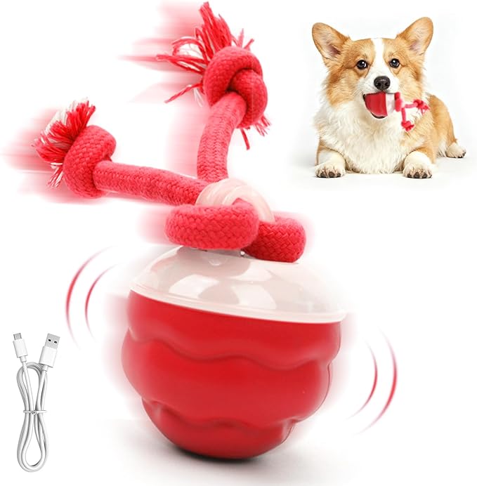 Goosheep 2026 New Interactive Dog Toys, Automatic Moving Dog Ball for Small/Medium/Large Dogs, Interactive Smart Rolling Dogs Toy Ball with Light Up to Keep Them Busy(Red)