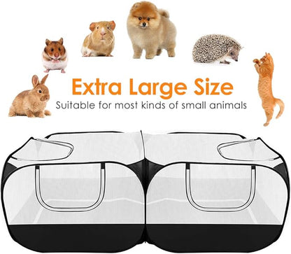 SlowTon Small Animals Playpen - Portable Chicken Coop Run Large Chick Brooder 73"x36"x25" with Detachable Bottom, Pop Up Pet Enclosure Cat Tent for Guinea Pig Bunny Puppy Indoor Outdoor (Flat Top)