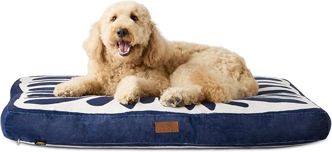 Town & Country Luxe CuddleTown Matisse Everwash® Pillow Pet Bed, Water Repellent Floor Pillow, Machine Washable Cover, Soft & Calming, Navy Blue, Large 44"x34"x4"