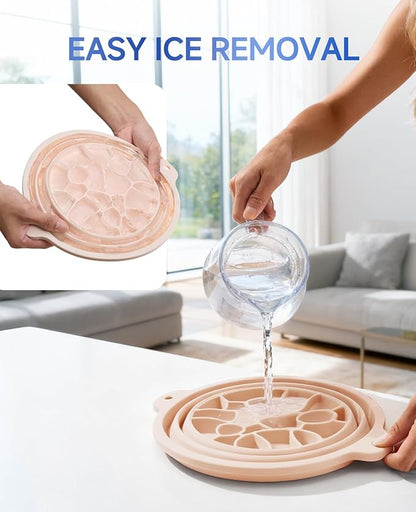 Face Bowl for Ice with Built-in Ice Tray – Collapsible Silicone Facial Ice Bath Bowl for Cold Plunge Therapy, Skin Tightening & Acne Relief – Portable Spa Tool for Home & Travel (White)