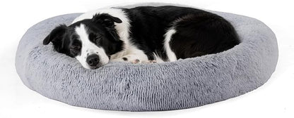 NEWBULIG 37.4x37.4 Inch Dog Bed Large Sized Dog, Donut Shape Cat Beds for Indoor Cats with Washable, Anti-Slip, Faux Fur