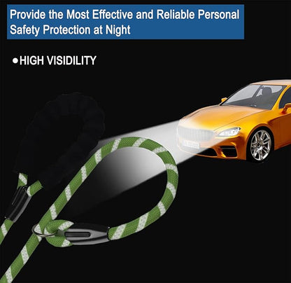 6 FT Dog Leash, Heavy Duty Rope Dog Leashes, Strong Training Dogs Leash with Comfortable Padded Handle and Highly Reflective Threads for Small Medium and Large Dogs, (Green)