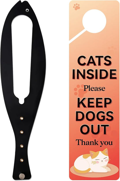 TGIOW Cat Door Latch, 1 Pcs Cat Door Stopper Pet Door Latch to Keep Dog Out of Litter Box and Food, Door Prop for Cat with 5 Adjustable Size Strap 2.5-6" Wide, No Measuring, Easy to Install, Black