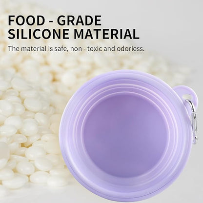Collapsible Dog Bowls 2-Pack, Portable Travel Dog Bowl with Carabiner, Food-Grade Silicone Pet Bowl for Hiking, Walking (22 OZ Macaron Pink and Violet)