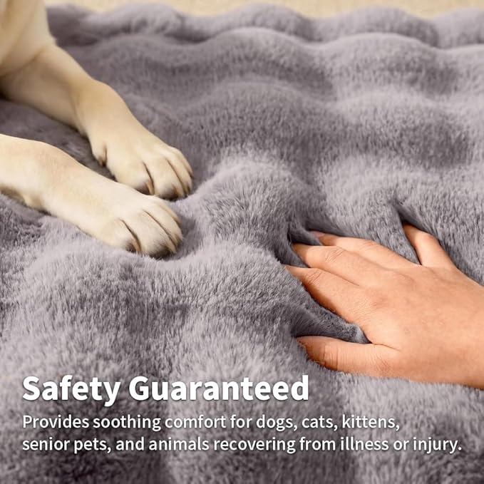 Large Dog Bed Mat, Extra Large Plush Faux Fur Washable Pet Bed for Large Dogs, Non-Slip Fluffy Dog Mat – Machine Washable XL Dog Sleeping Pad for Large Breeds, 35 x 27 Inch Grey