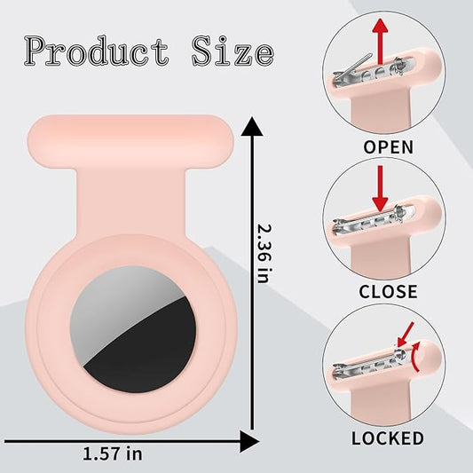 2 Pack Holder Case Compatible for Airtag Tracker, Silicone Hidden GPS Kid Airtag Holder with Invisible Pin, Anti Lost Apple Air Tag Case Cover for Toddlers, Elderly, Pet, Clothing(White and Pink)