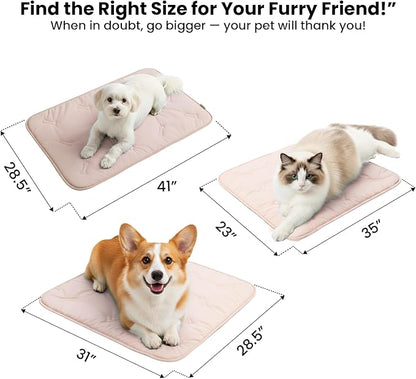 Cooling Pet Mat for Dogs & Cats, 31x28.5 Soft Breathable Cold Crate Pad for Pet, Portable Washable Kennel Bed for Outdoor Summer with Non-Slip Bottom and Chill Cool Fiber, Blush Pink
