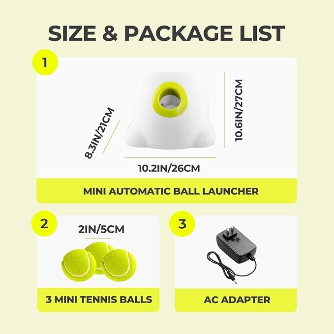 ALL FOR PAWS Automatic Dog Ball Launcher, Interactive Fetch Toy for Small to Medium Dogs, Rechargeable Pet Thrower Machine for Indoor & Outdoor Play, 3 Pcs 2-Inch Balls Included