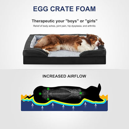 FURTIME Orthopedic Dog Bed for Small Dogs - Washable Dog Sofa Beds Small, Supportive Foam Pet Couch Bed with Removable Washable Cover, Waterproof Lining and Nonskid Bottom, Black