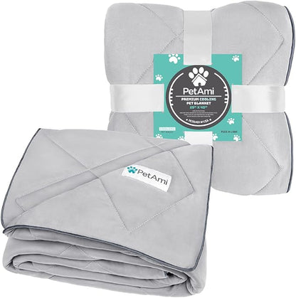 PetAmi Premium Cooling Dog Blanket | Lightweight Fluffy Pet Throw Blanket Bed Cover for Dogs, Cat, Puppies | Pet Blanket Furniture Protector Couch Sofa | Reversible Fuzzy Cozy | 29x40, Light Grey
