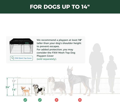 FXW Rollick Unleashed Dog Playpen for Indoor, Yard, RV Camping, 24 inch 32 Panels for Small and Puppy Dogs, White│Patented