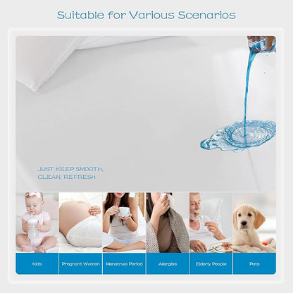 GRT 1 Pack 100% Waterproof Mattress Protector Full Size, Breathable & Noiseless Waterproof Mattress Cover Fitted Deep Pocket from 5" to 19", Smooth Washable Full Bed Protector - Vinyl Free