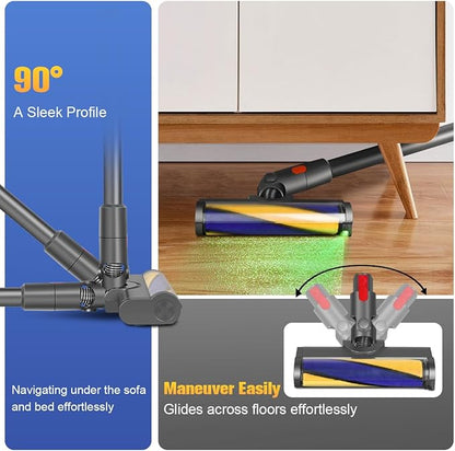 FUNTECK LED Soft Roller Cleaner Head Compatible with Dyson V11 V10 V8 V7 Vacuum Cleaners, Illuminating Hidden Dust and Debris and Ideal for Smooth Hard Floors