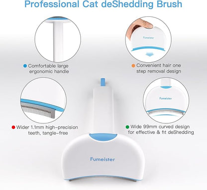 Pet Undercoat Deshedding Tool for Dogs - Wide Curved Undercoat Brush for Effortless Pet Deshedding, Loose Hair Remover for Dogs & Cats (Blue)