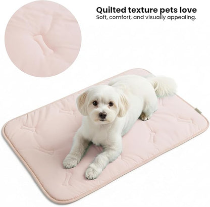 Cooling Pet Mat for Dogs & Cats, 31x28.5 Soft Breathable Cold Crate Pad for Pet, Portable Washable Kennel Bed for Outdoor Summer with Non-Slip Bottom and Chill Cool Fiber, Blush Pink