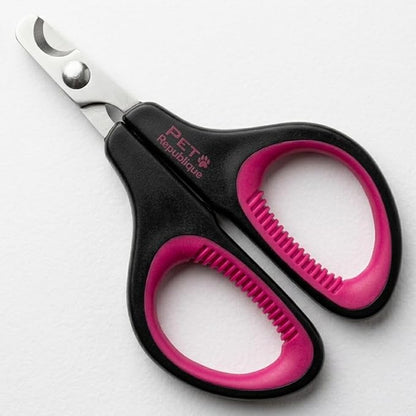 Cat Nail Clippers by Pet Republique – Professional Stainless-Steel Nail Clipper for Cats, Kittens, Hamster, Rabbits, Birds, & Small Breed Animals Claw Trimmer (Black+Pink)