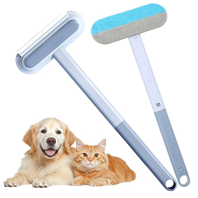 JUDUNA 2025 New Pet Hair Remover, 4 in 1 Pet Hair Removal Tool for Couch Carpet Furniture, Multifunctional Double Sided Dogs Cats Hair Removal Brush, Reusable Cleaning Brush for Window (2 Pc)