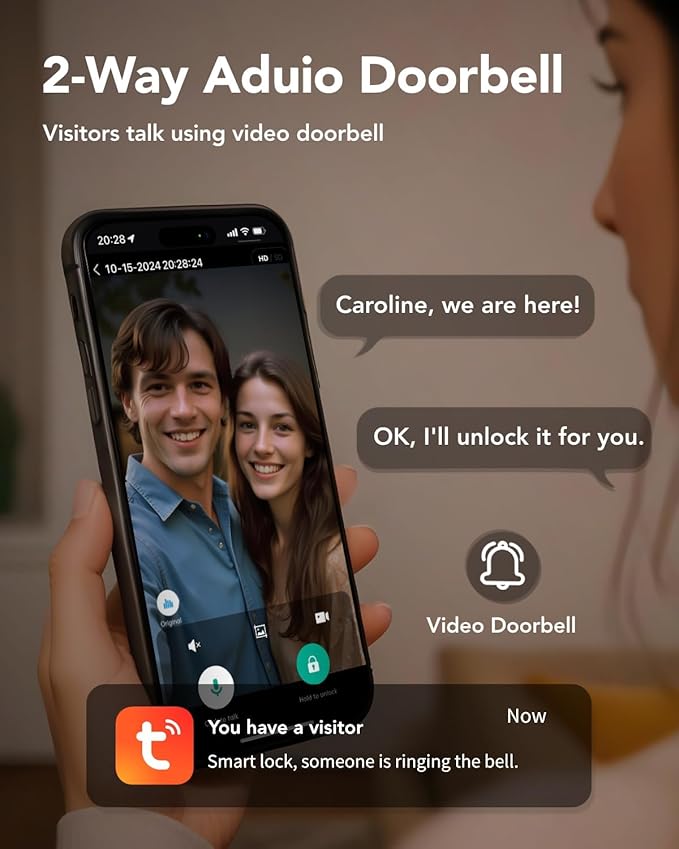 Devo G1 Video Smart Lock with Camera & Doorbell, 6-in-1 Fingerprint Keyless Entry Door Lock for Front Door, App Remote, Auto Locks, Wi-Fi Smart Deadbolt, Easy Install, Waterproof, Silver(Handle)