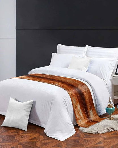Burnt Orange Bed Runner for King Size Bed, Abstract Decorative Bed Scarf Throws for Foot of Bed, Oil Modern Painting Luxury Bedding Protector Slipcover Bed Runners for Home, 94 x 20 Inch