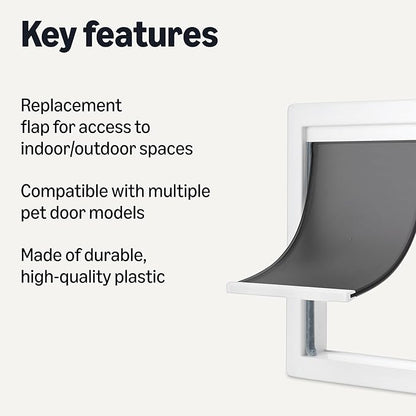 Amazon Basics Dog and Cat Door Replacement Flap, Medium, 7.4 x 12.2 Inches, White and Grey