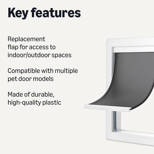 Amazon Basics Dog and Cat Door Replacement Flap, Medium, 7.4 x 12.2 Inches, White and Grey