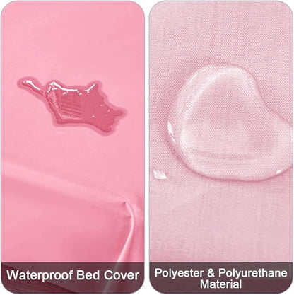 DUJUIKE Waterproof Bed Cover for Dog and Cats,Pet Hair Resistant Bed Sheet Cover, Protective Bed Liner Cover with 100% Waterproof Breathable Thin Fabric (Pink, Queen 78 * 90 inch)