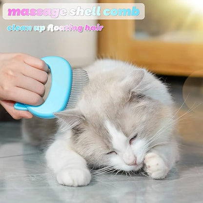 Cat Comb Pet Cat Short & Long Hair Removal Massaging Shell Comb Soft Deshedding Brush Grooming and Shedding Matted Fur Remover Massage Dematting Tool for Dog Puppy Rabbit Bunny (3 PCS)