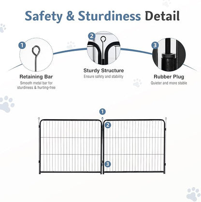 DUMOS Dog Playpen Indoor, Metal 40 Inch 2 Panels Foldable Pet Fence with Door, Outdoor Small Medium Large Dog Puppy Portable Exercise Play Pen for RV Camping, Trips, Play Yard