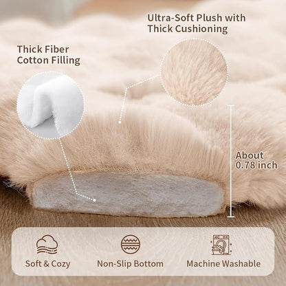 Cat & Dog Bed Mat, Soft Plush Faux Fur Kneading Pet Bed for 2 Cats or Small Dogs, Machine Washable Cat Sleeping Pad, Non-Slip Fluffy Pet Rug for Indoor Cats Kittens & Small Dogs, 27x20 In White