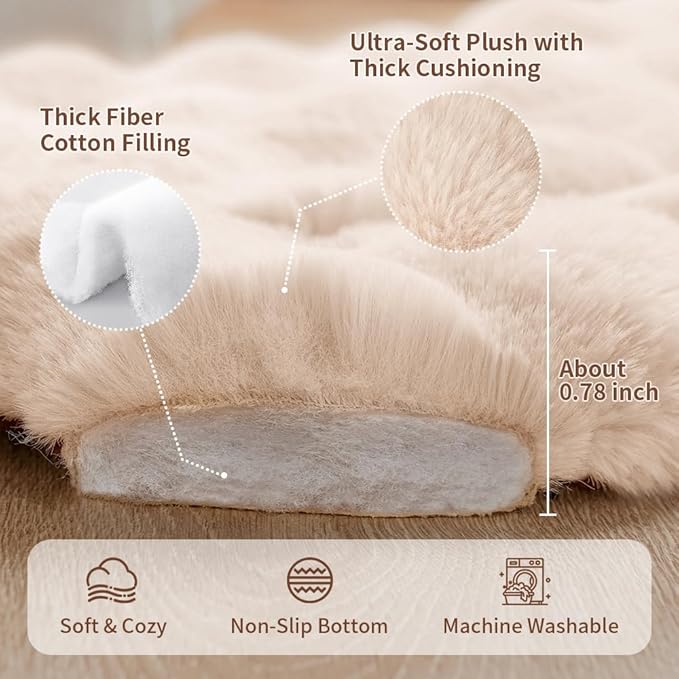 Cat Bed Mat, Soft Plush Faux Fur Kneading Pet Bed, Machine Washable Cat Sleeping Pad for Indoor Cats & Kittens, Non-Slip Fluffy Cat Rug for Couch Sofa Floor, 23x15 Inch White