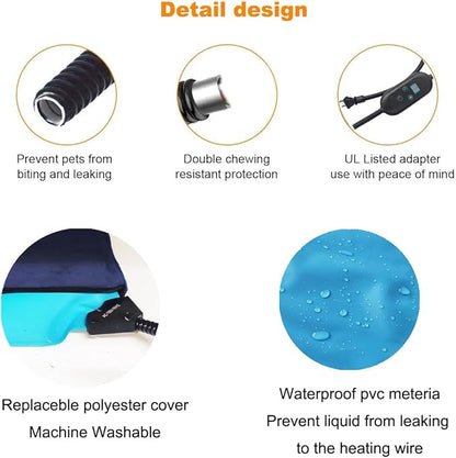 Pet Heating Pad for Cats & Small Dogs -18x18 Inch, 6 Heat Levels with Timer, Waterproof, Removable Washable Cover, Chew-Proof Cord, Digital Display