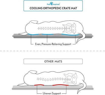 Paw Inspired Cooling Orthopedic Crate Pad for Dogs and Cats, Washable Memory Foam Dog Cooling Mat (41x28 Inch Large Size for 42 Inch Kennel, Gray)