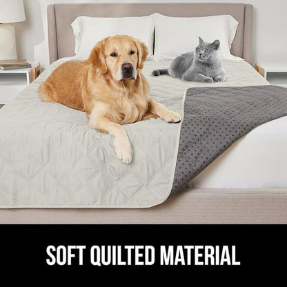 GORILLA GRIP Waterproof Dog Blanket, Leakproof Couch Cover for Dogs, Silicone Grip Backing, Protects Sofa, Sectional, Bed, Crate, Car & RV, Tear-Resistant Washable Senior Pet Blanket 50x40 Light Taupe