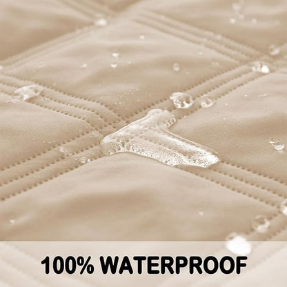 fuguitex Waterproof Dog Blanket Reversible for Small Dogs Resistant Leakproof Washable Couch Cushion Bed Protector Cover for Indoor Furniture Pet Friendly（52"*82",Beige+Taupe