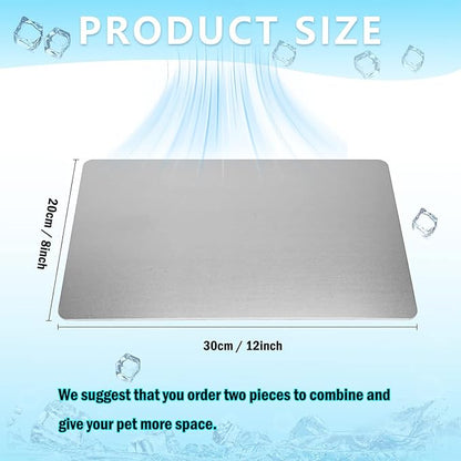 KABASI Rabbit Cooling Pad, Hamster Cool Plate Ice Bed, Pet Cooling Mat for Bunny Puppy Kitten Guinea Pig Cat & Other Small Pets Stay Cool, Bite Resistance Aluminium Alloy Cool Pads, 12x8 in