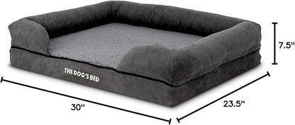 The Dog’s Bed Orthopedic Memory Foam Dog Bed with Bolsters for Medium Dogs, Waterproof Washable Cover, Anti-Slip Base, Calming Surface – CertiPUR-Certified Foam, Plush Fabric, Grey Plush, Medium